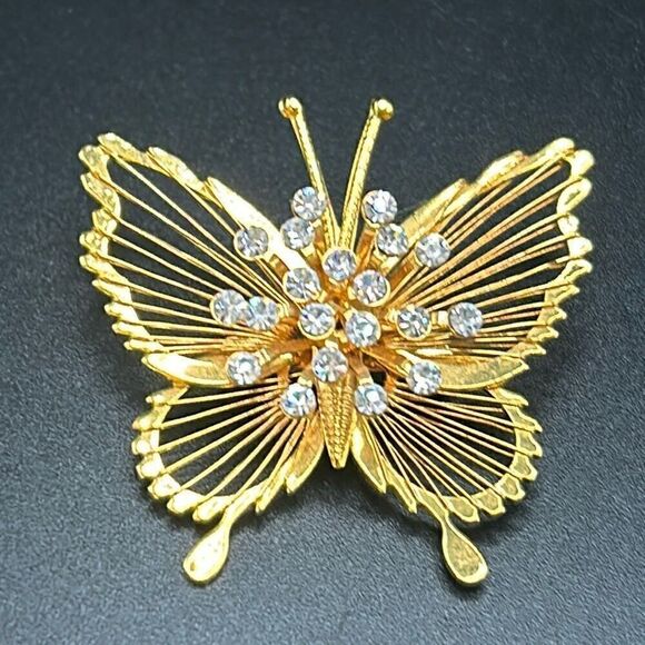 Monet Jewelry - BOGO Free Jewelry...VTG Monet Gold Filagree Atomic Starburst Butterfly Brooch